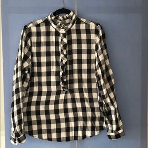 Gap buffalo check ruffle top